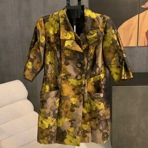 Puli Floral Trench Coat in Yellow and Brown